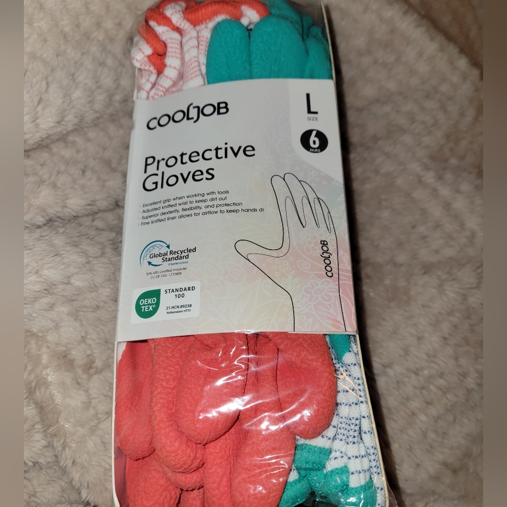 COOLJOB Gardening Gloves for Women 6 Pairs Breathable Rubber Coated Gloves New - Picture 2 of 6